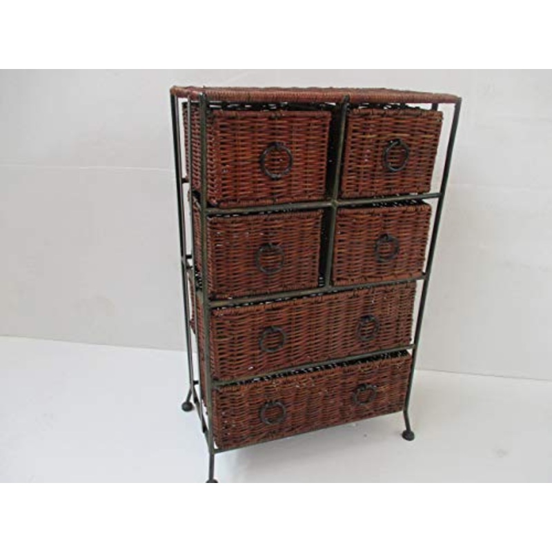 fantasie d oriente Comodino CASSETTIERA Rattan Vimini 6 CASSETTI CM 38X20X65 H