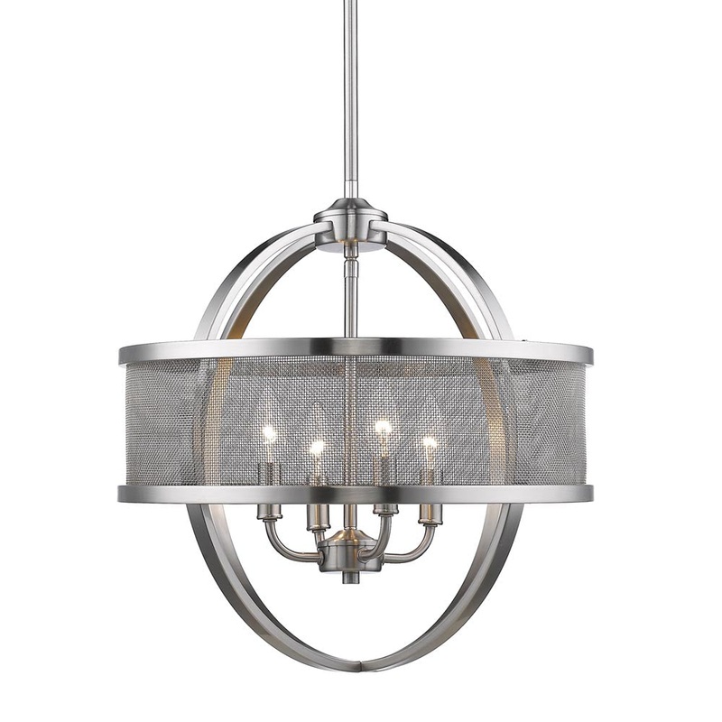 Four Light Chandelier from the Colson PW Collection in Pewter Finish by Golden