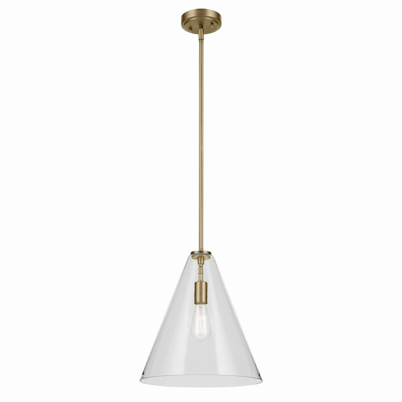 Kichler 42200NBR One Light Pendant, Natural Brass