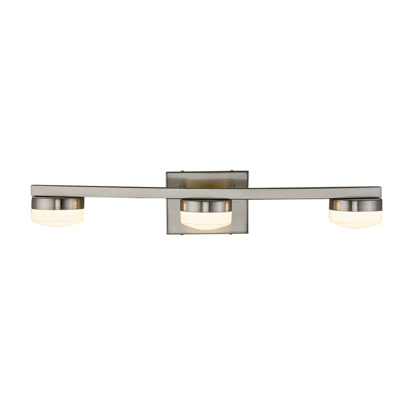 LED Bath Bar from the Puck Collection in Brushed Nickel Finish by Justice Designs