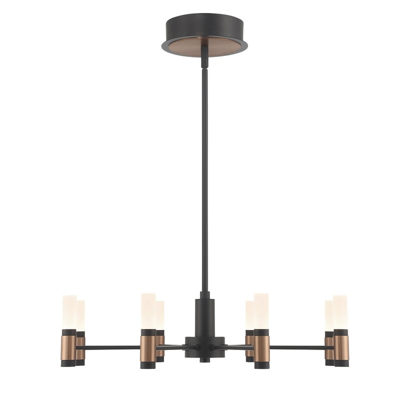 LED Chandelier from the Albany Collection in Black and Brass Finish by Eurofase