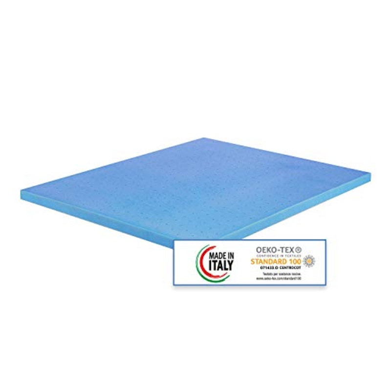 Materassimemory.eu Topper Memory Foam Matrimoniale Mis. 160×190 Alto 7 cm Memory Foam Rivestimento Sfoderabile Aloe Vera con elasitici angolari di Fissaggio