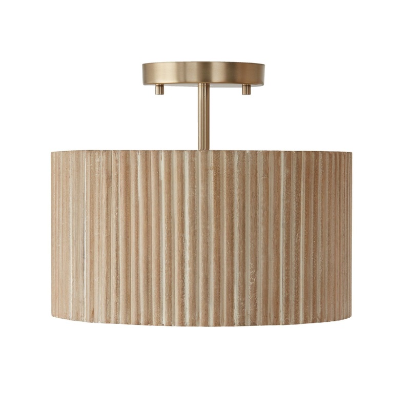 One Light Semi-Flush Mount from the Donovan Collection in White Wash and Matte Brass Finish by Capital Lighting