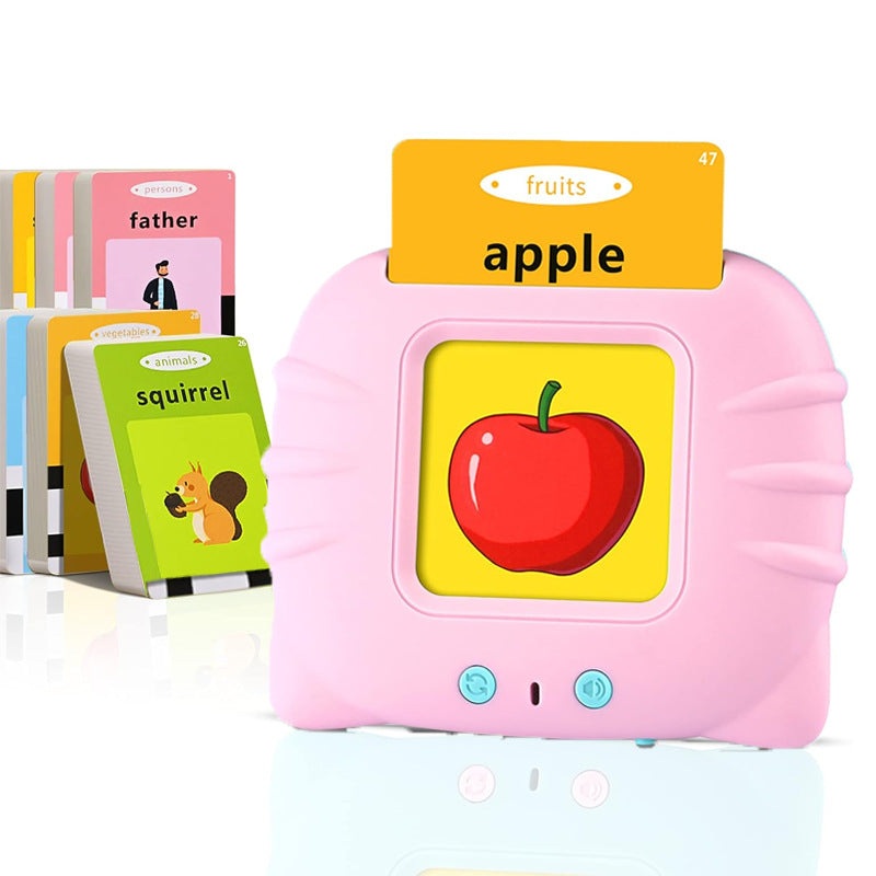 Pink Cat [Plain English] [112 Cards 224 Contents] Bilingual Early Learning Flash Card Reader – Interactive Audio Toy for Toddlers