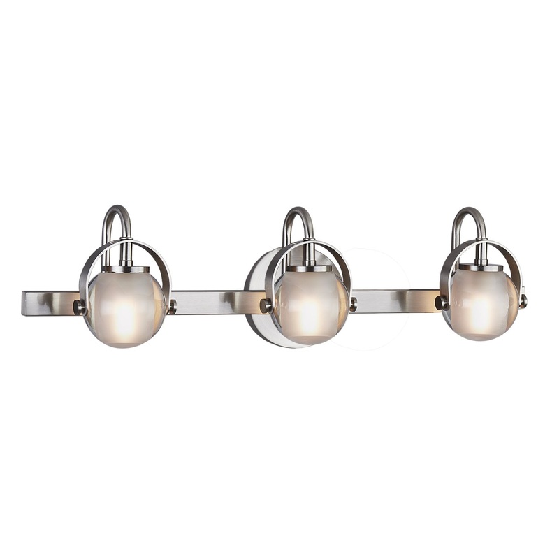 Three Light Bath Bar from the Conduit Collection in Brushed Nickel Finish by Justice Designs