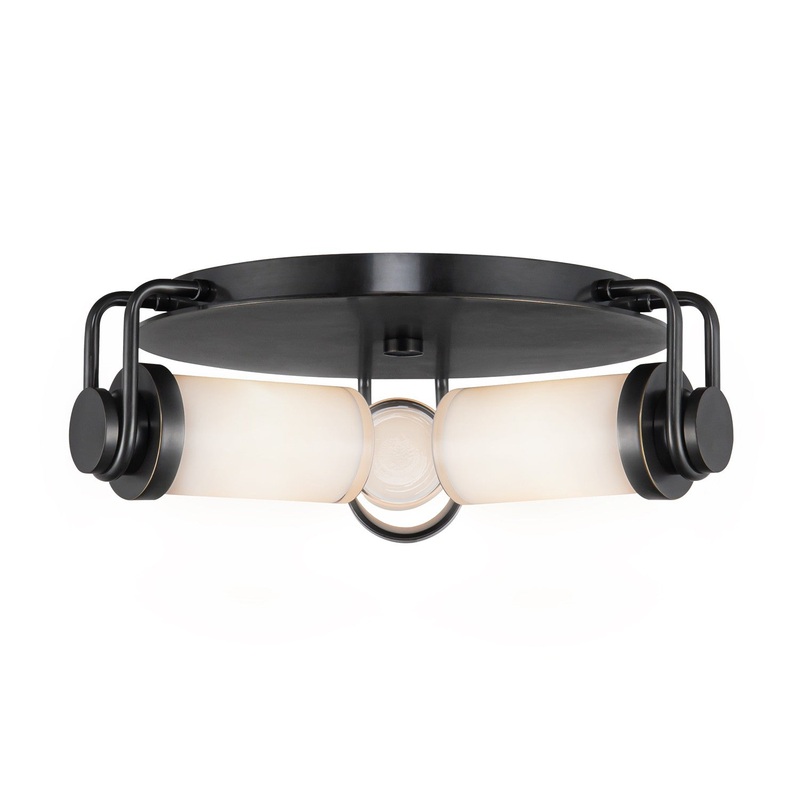 Three Light Flush Mount from the Wynwood Collection in Urban Bronze/Glossy Opal Glass Finish by Alora