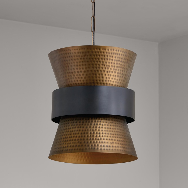 Capital Lighting 330416PZ Loren 1 Light Pendant Patinaed Brass and Dark Zinc