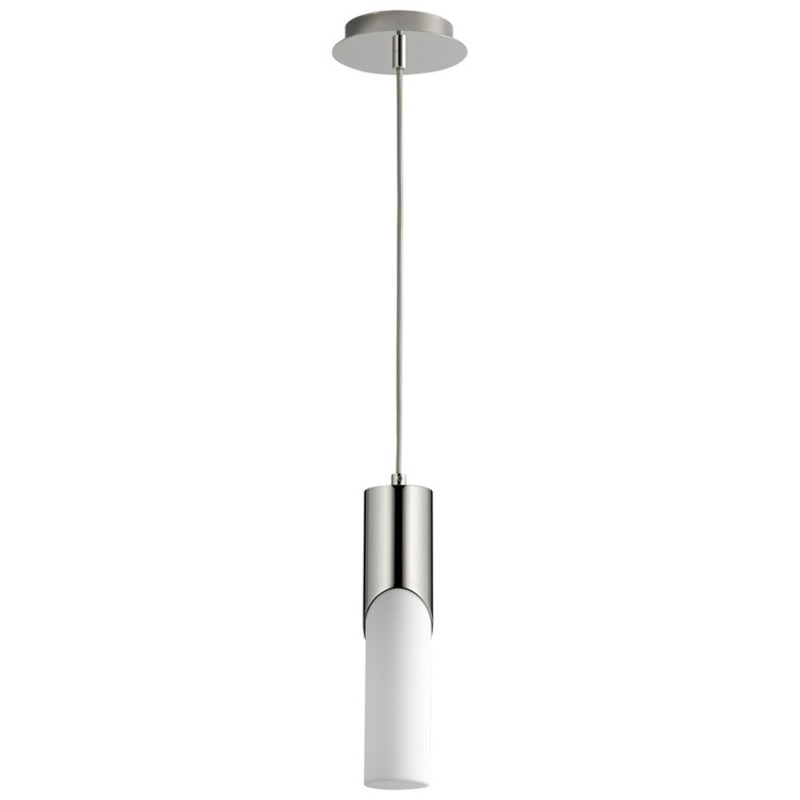 Ellipse Single-Light Tall 2.75″ Mini Pendant with Acrylic Shade – Polished Nickel