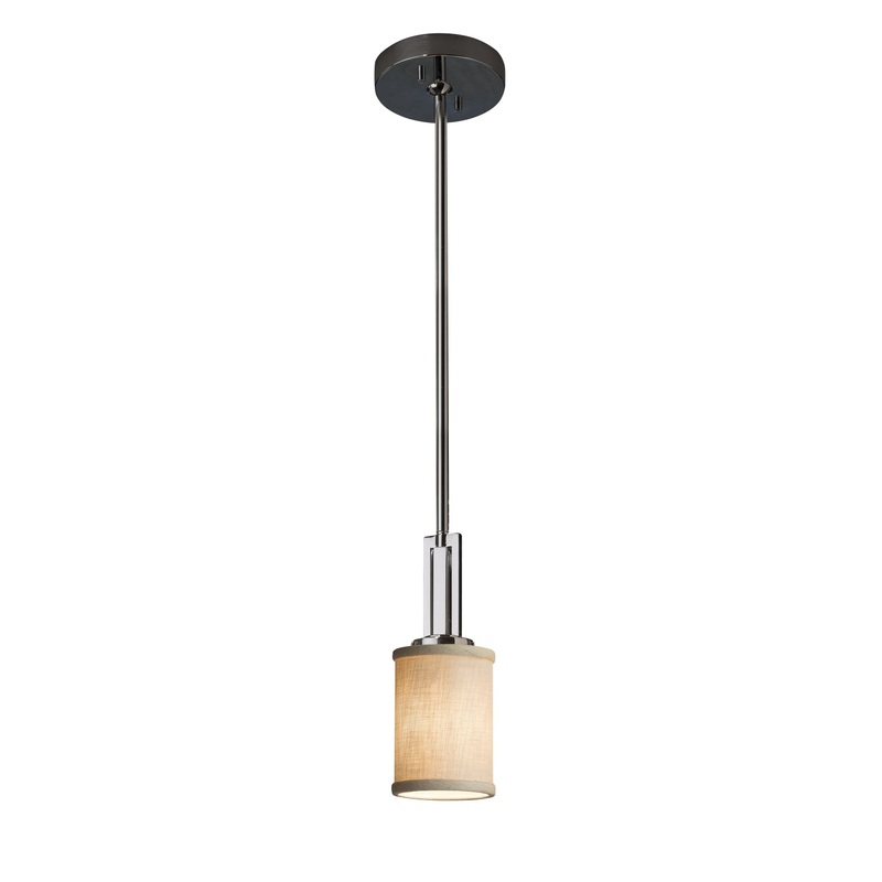 One Light Pendant from the Textile Collection in Polished Chrome Finish by Justice Designs