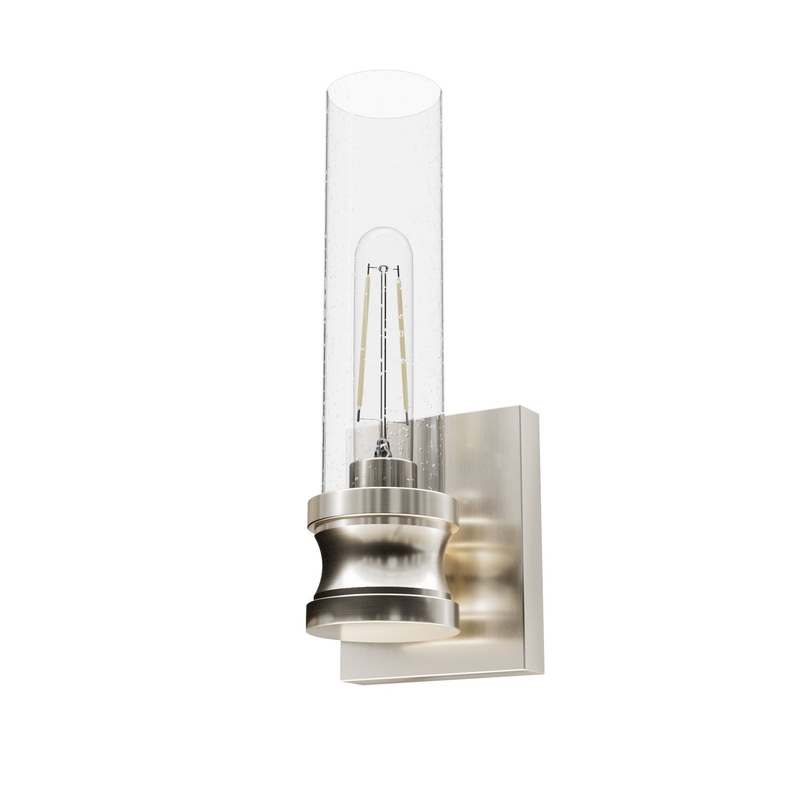 One Light Wall Sconce from the Lenlock Collection in Brushed Nickel Finish by Hunter