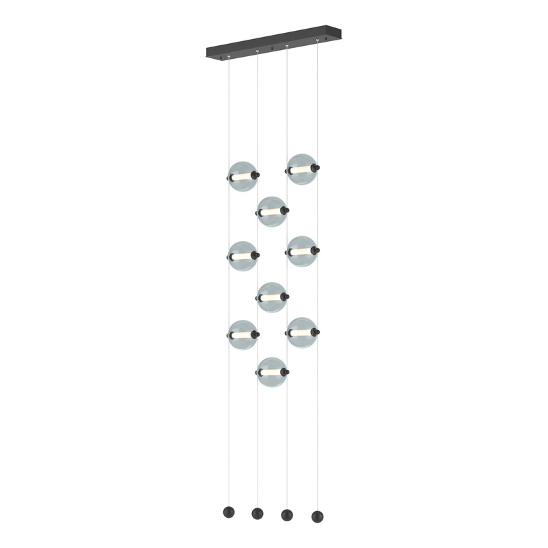Abacus 9-Light Ceiling-to-Floor LED Pendant Black Cool Grey Glass (YL)