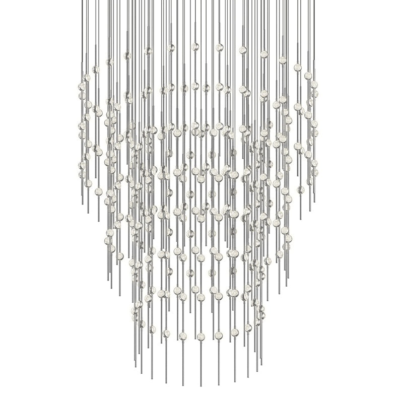 Constellation 48″ Centaurus Pyramid LED Pendant Satin Nickel with Clear Faceted Acrylic 3000K