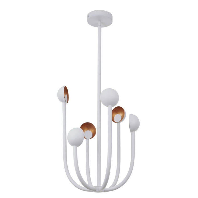 Craftmade 49226-MWWGL-LED Foundry Six Light Chandelier Matte White/Gold Leaf (Discontinued)