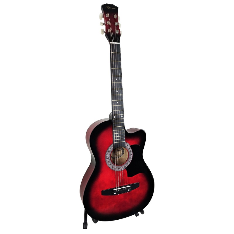Karrera 38in Pro Cutaway Acoustic Guitar with guitar bag – Red Burst