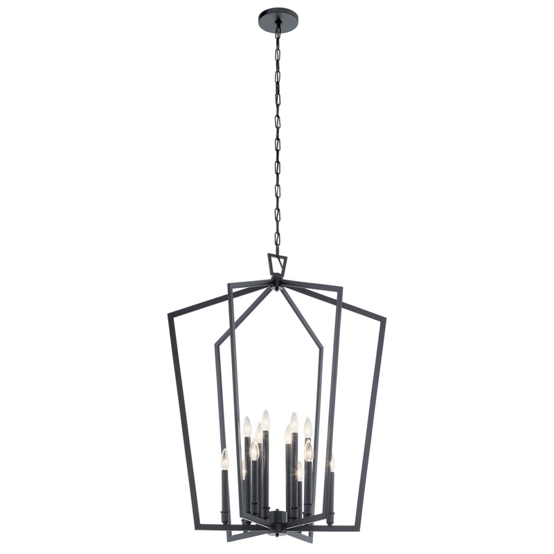 Kichler 43496BK 12 Light Foyer Chandelier, Black