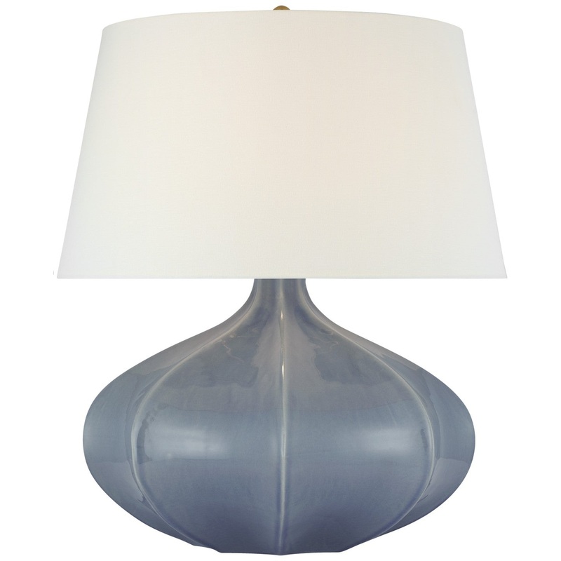 LED Table Lamp from the Rana Collection in Polar Blue Crackle Finish by Visual Comfort Signature