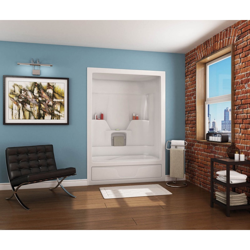 MAAX 101023-108-001-005 Aspen-3P 60 x 31 Acrylic Alcove Right-Hand Drain Three-Piece Aerosens Tub Shower in White