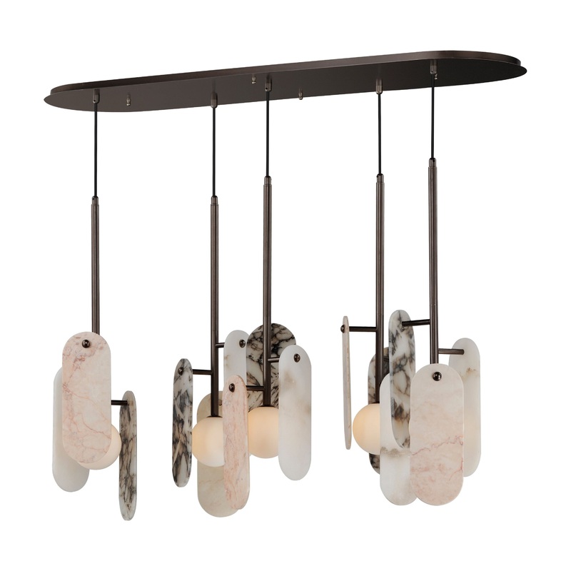 Megalith 5-Light LED Pendant Brushed Bronze Various Stone