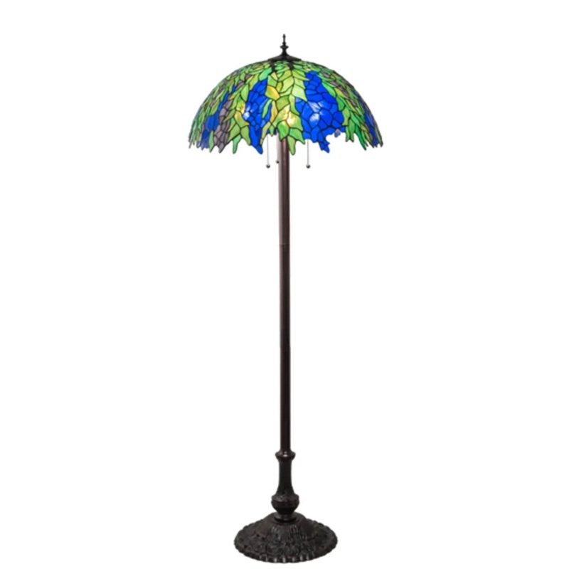 Meyda Tiffany Honey Locust 3-Light Buffet Floor Lamp – Mahogany Bronze (Showroom Display for Sale)