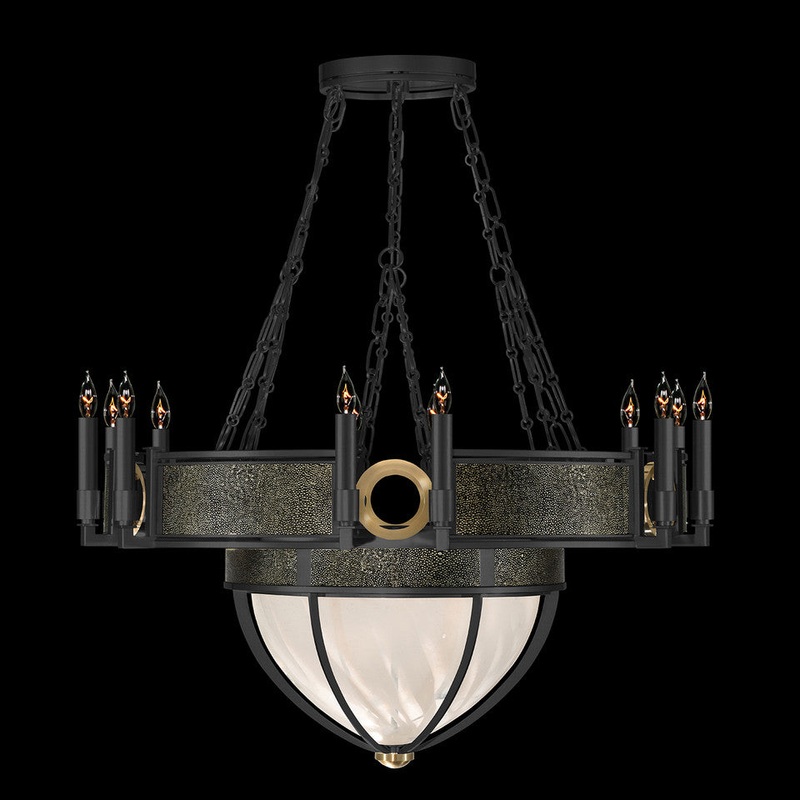 Mirage 35.75″W Round Chandelier Black Iron/Brass/Black Knight