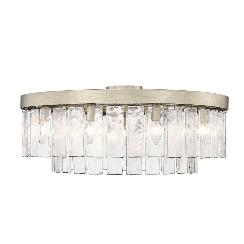 Nine Light Semi-Flush Mount from the Ciara WG Collection in White Gold Finish by Golden