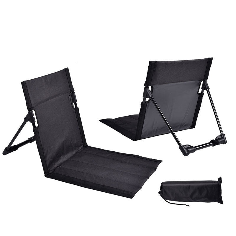 Portable Folding Beach Chair – Reclining Outdoor Seat 68×39.5×40.5cm with Carry Bag in black