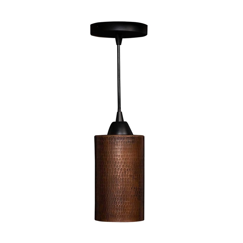 Premier Copper Products Hand Hammered Copper 4″ Round Cylinder Pendant Light
