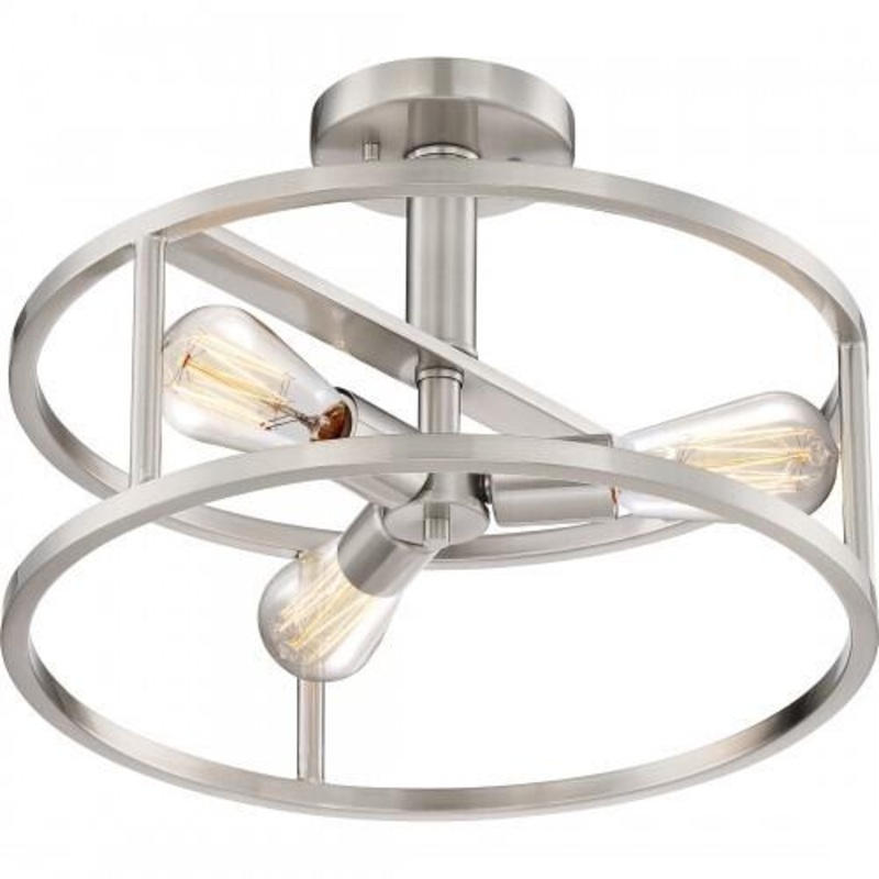 Quoizel NHR1715BN New Harbor Semi flush brshd nkl 3lts Semi-Flush Mount