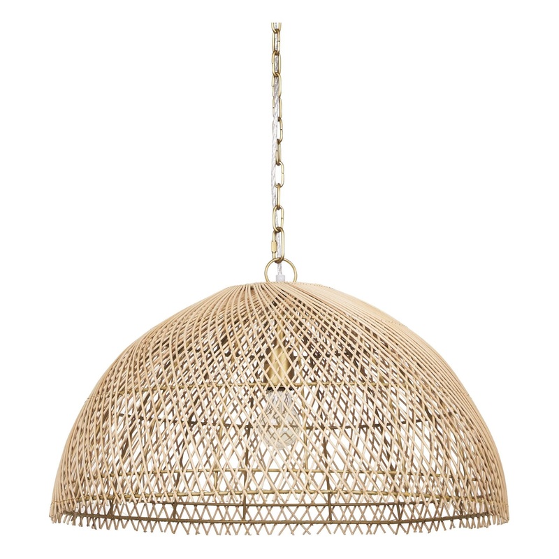 Thad Pendant Rattan Shade | Gold Metal