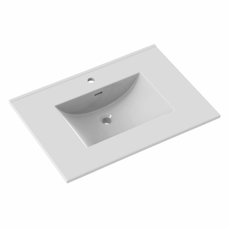 Vanity Top Ceramic Top 31 x 22 Inch White Ceramic 1 Hole 1-4/5 Centimeter