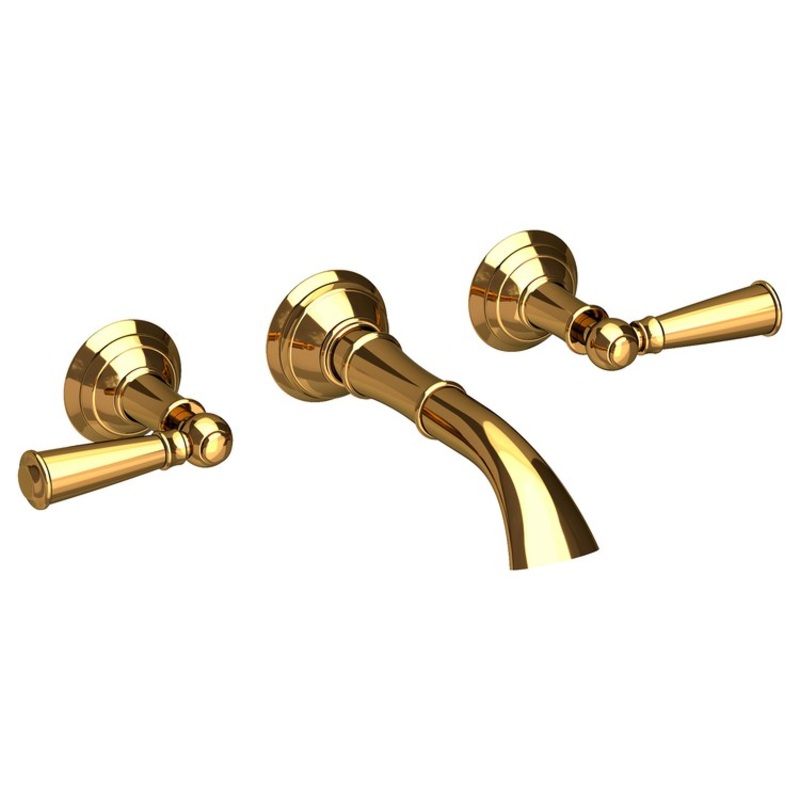 Aylesbury Two Handle Wall-Mount Bathroom Faucet – Polished Gold PVD