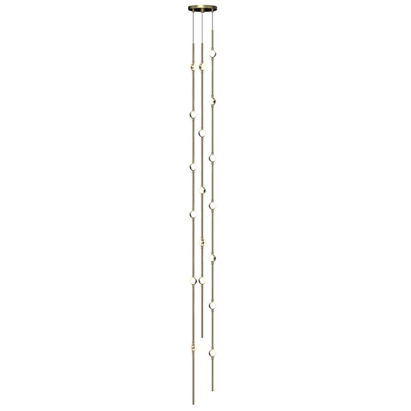 Constellation Andromeda Tall 6″ Round LED Pendant Satin Brass with White Optical Acrylic 2700K 10′ Adjustable Cord