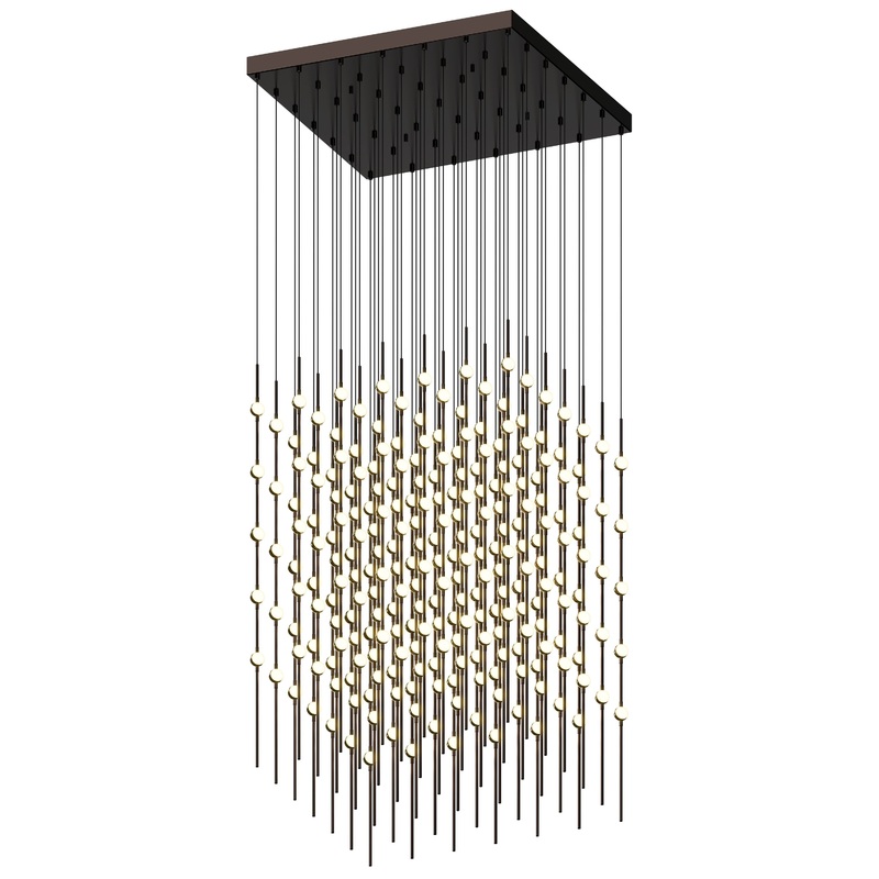 Constellation Cosmic Cube 30″ LED Pendant Espresso Black with White Optical Acrylic 2700K 10′ Adjustable Cord