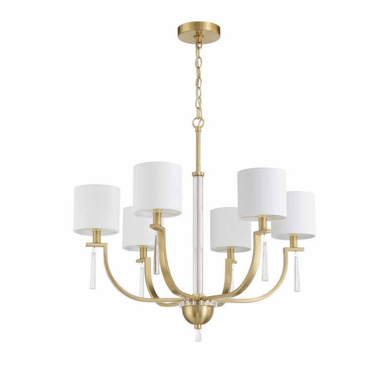Craftmade 58226-SB Fortuna Six Light Chandelier Satin Brass