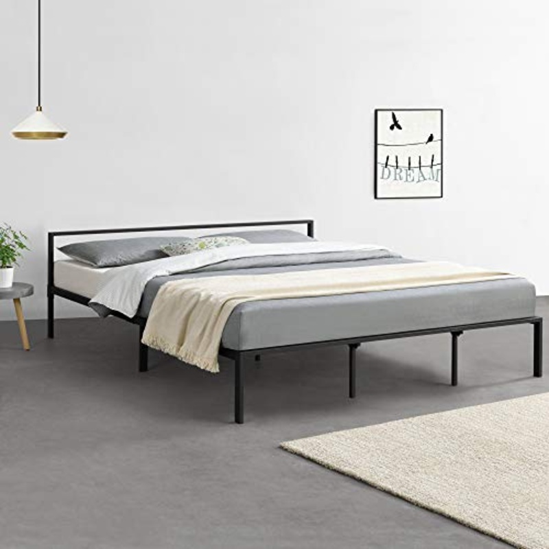[en.casa] Struttura Letto in Metallo con Testiera Bassa 180 x 200 cm Letto Matrimoniale King Size – Nero