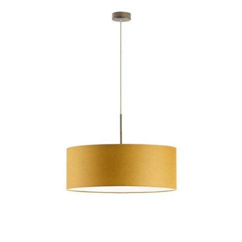 Lampadario a sospensione SINTRA FI, 60 cm, paralume giallo senape, cornice in oro antico, 4 x E27