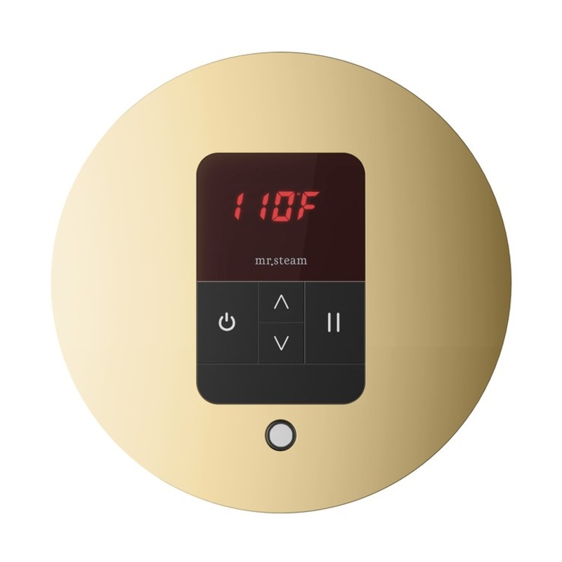 Steam Kit iTempo Polished Brass Shower Control with Round Steamhead for MS90 to MSSUPER3