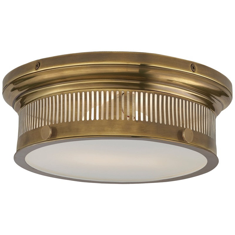 Two Light Flush Mount from the Alderly Collection in Antique-Burnished Brass Finish by Visual Comfort Signature