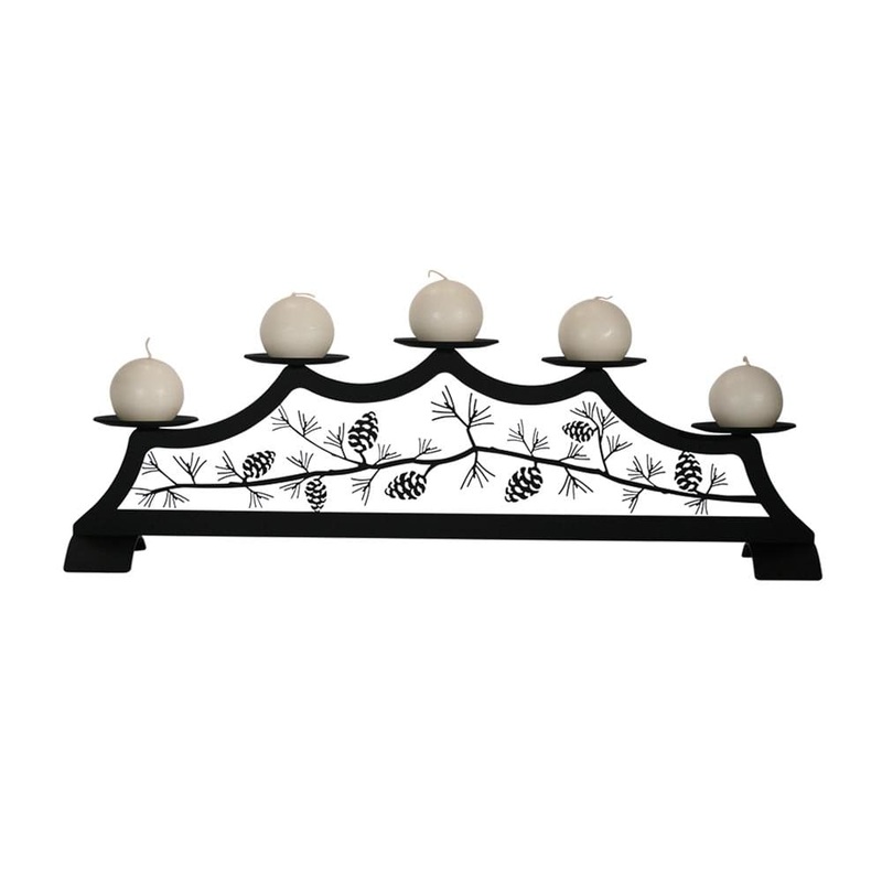Village Wrought Iron C-PFP-89 Pinecone Fireplace Pillar Candle Holder