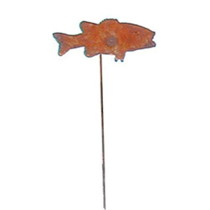 Village Wrought Iron RGS-9 Fish Rusted Garden Stake