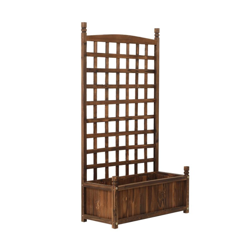 2pc Wooden Garden Bed with Trellis 64×28.5x115cm