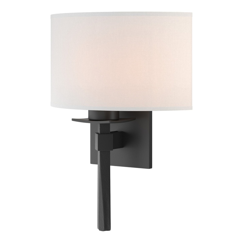 Beacon Hall Half Drum Shade Sconce Black Natural Anna Shade (SF)