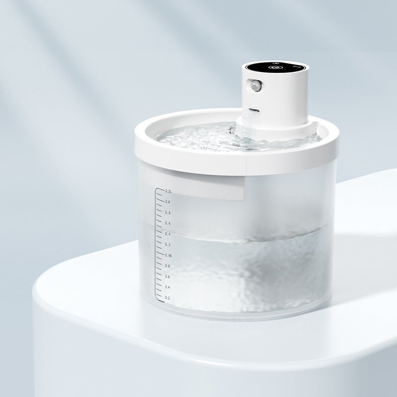Black Wireless Automatic Pet Water Fountain – 2.2L Motion Sensor Dispenser