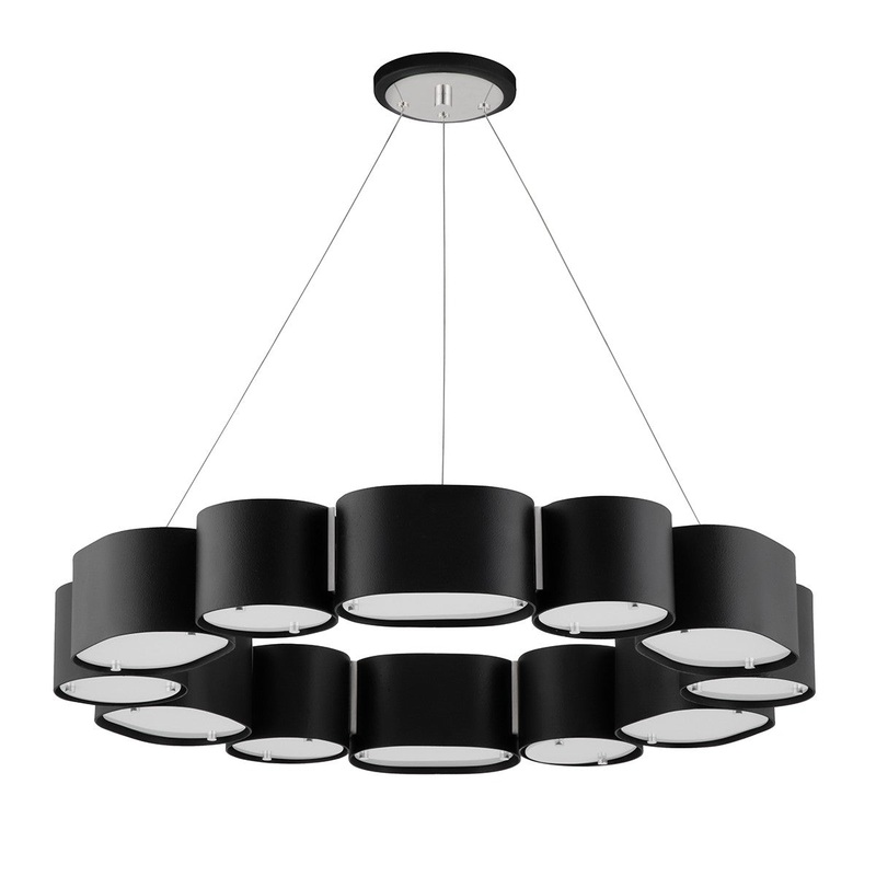 Corbett Lighting 393-30-SBK/SS Opal 12 Light Chandelier Soft Black With Stainless Steel