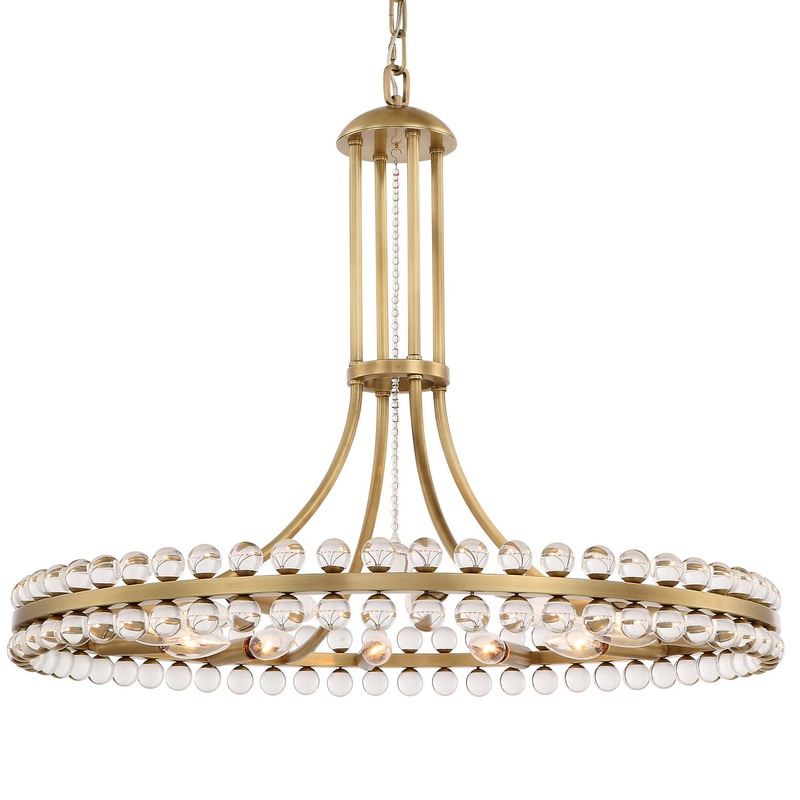 Crystorama CLO-8899-AG Clover 12 Light Chandelier Aged Brass