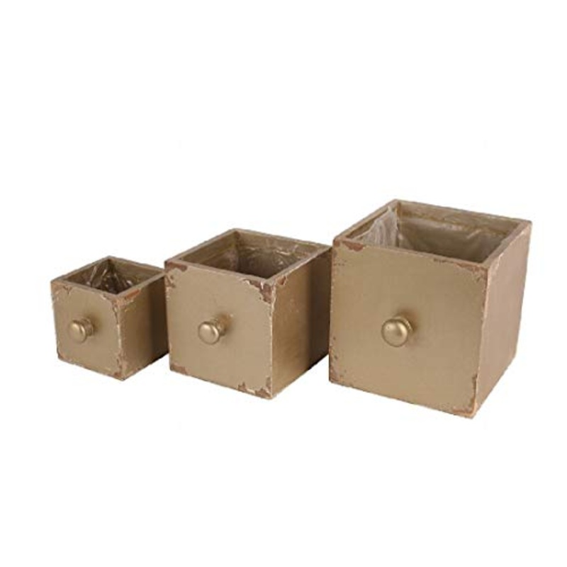 Decpero – Set di 3 cassetti in legno con pellicola interna, misura piccola, media e grande