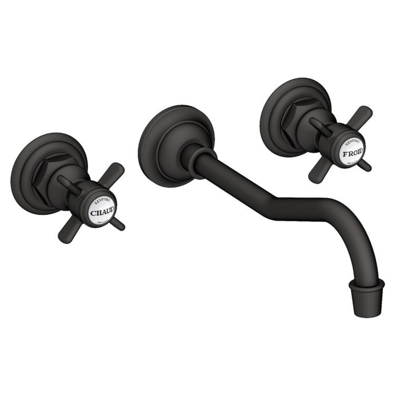 Fairfield Two Handle Wall-Mount Bathroom Faucet – Flat Black