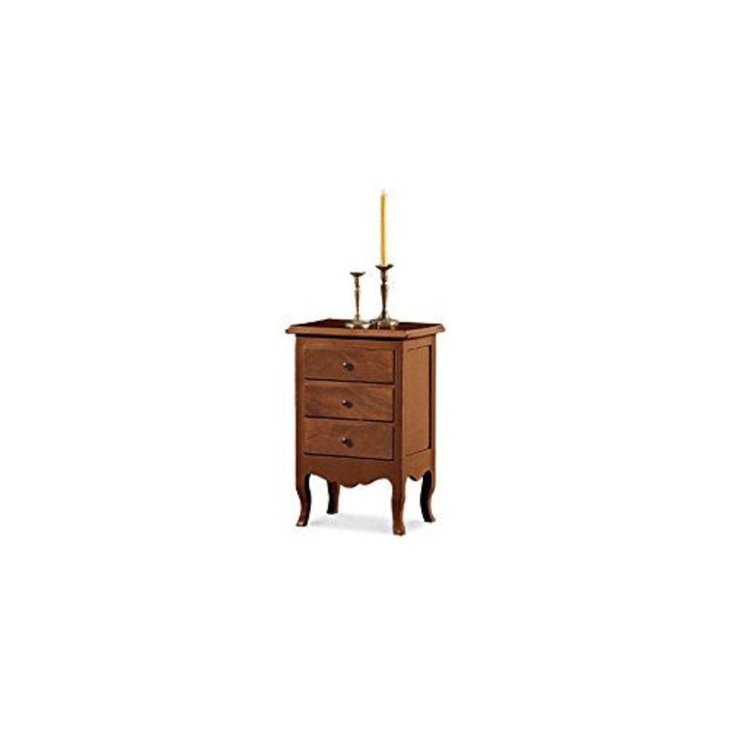 InHouse srls Comodino, Arte povera, in Legno massello e MDF con rifinitura in Noce Lucido – Mis. 43X32X64H