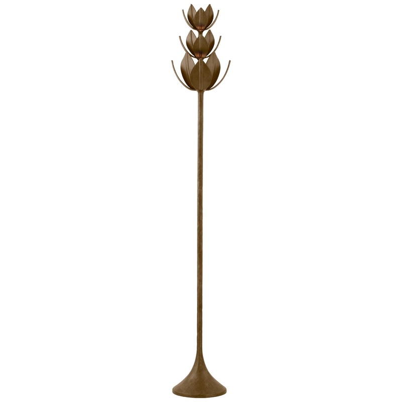 LED Torchiere from the Alberto Collection in Antique Bronze Leaf Finish by Visual Comfort Signature