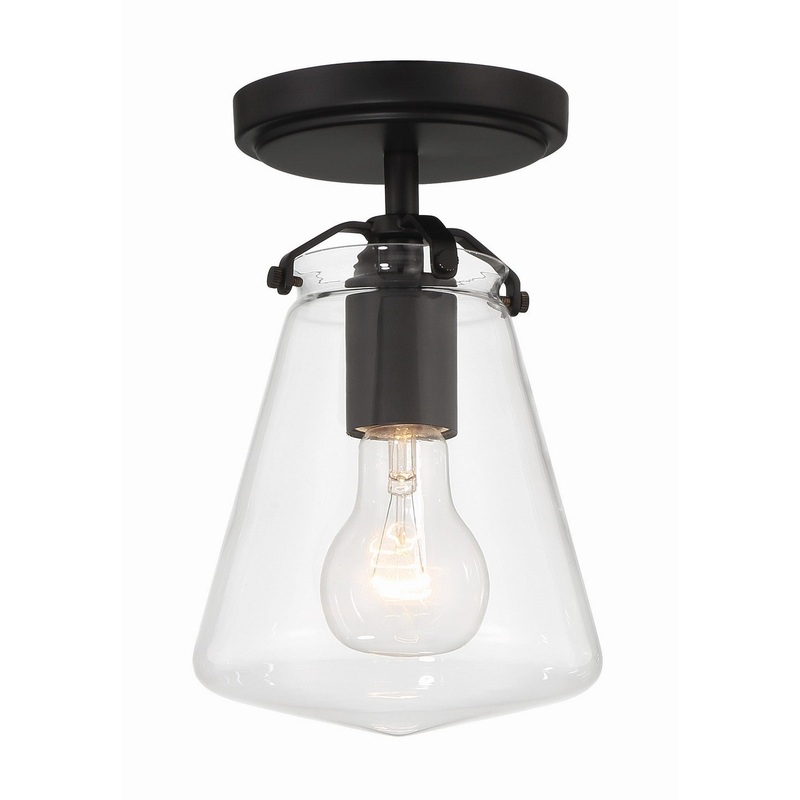 One Light Semi Flush Mount from the Voss Collection in Matte Black Finish by Crystorama